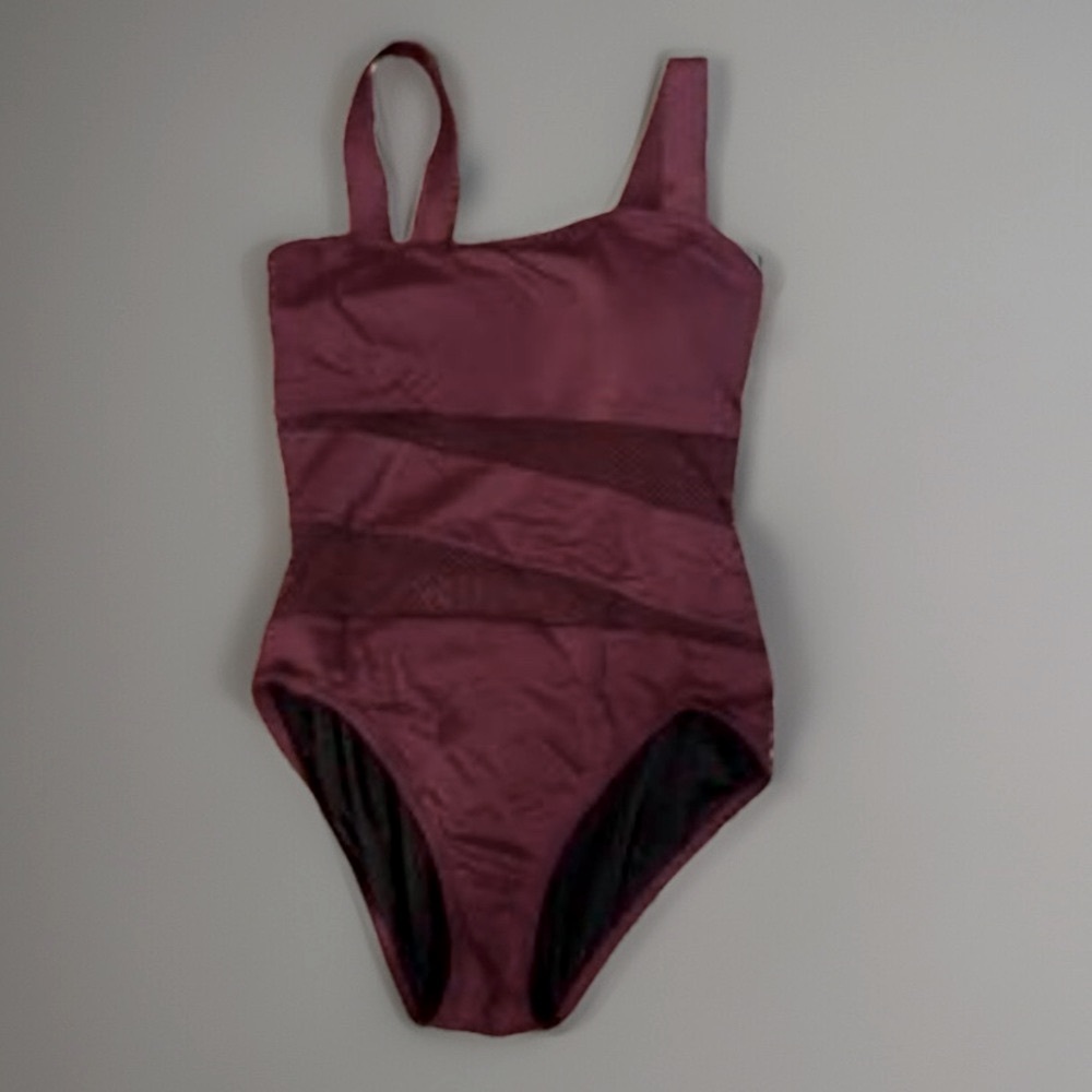 Carmen Marc Valvo Red One-Piece Swimsuit with Ruched Bodice